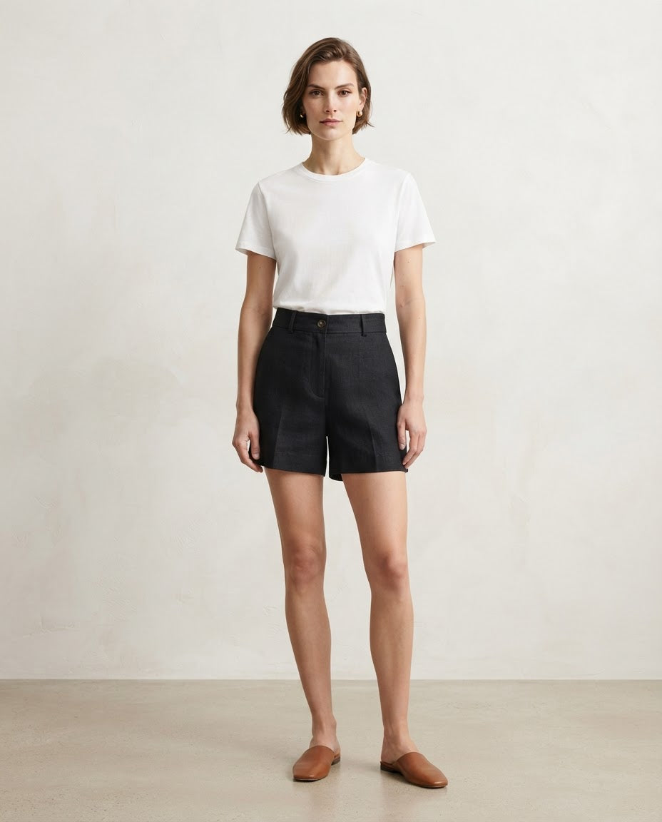 DOMO shorts de linho feminino