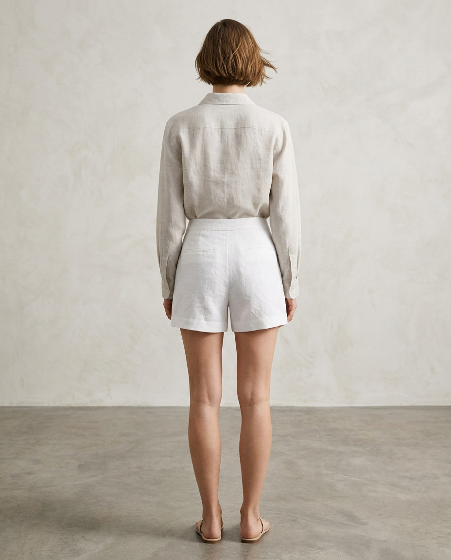 DOMO shorts de linho feminino